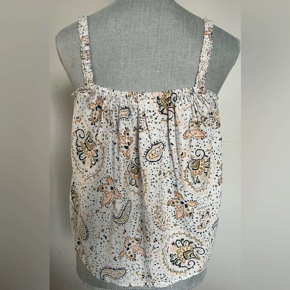 Patrons of Peace cream paisley bohemian cropped flowy tank top rayon - Picture 4 of 11
